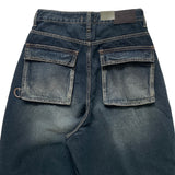 Back pocket mega denim pants