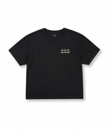 スターレタリングクロップドTシャツ - ブラック