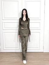 1072. Velvet shirring sk-pt (3color)