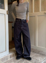 Slim Fit Crop Border Rib Knit (4color)
