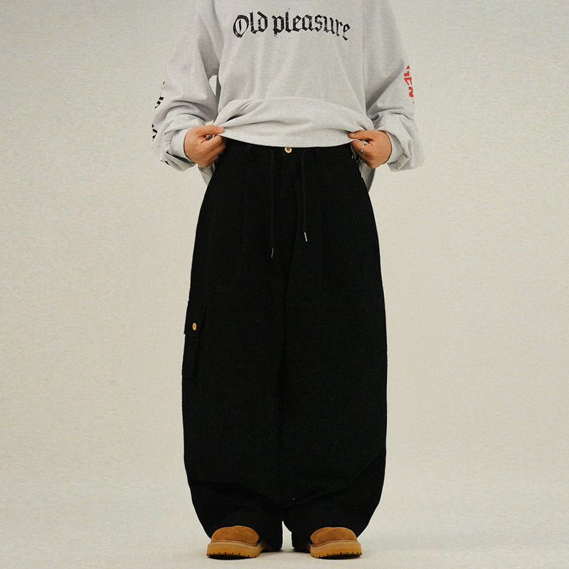 PI Cargo Button Wide Balloon Pants