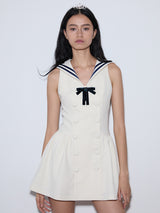 rirri 2025 Spring-Summer セーラーカラースリムフィットボウウエストドレス