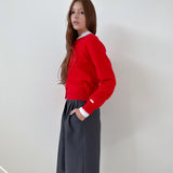 Rolling Knit Cardigan _Vivid Red