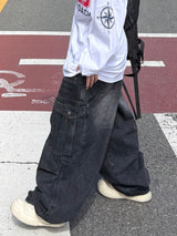 denim button cargo pants