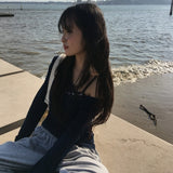 ドド スナップボタン オフショルダー ボートネック パネルド ロングスリーブ Tシャツ (5 Colors)