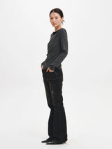 DRAPE SHIRRING LONG SLEEVE T-SHIRT