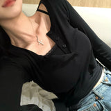 [BELLIDE MADE] エアリーラウンドボタンリブTシャツ