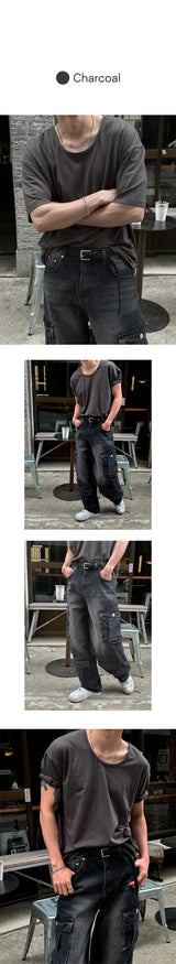 [BASIC ITEM]ソフトuネックハーフtシャツ