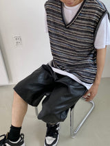 Net see-through dangara v neck knit vest 2C