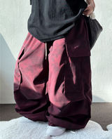 MARBLE WASHING TWO PINTUCK CARGO PANTS ❤🖤🩶🤍3COLOR