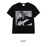 グランジ ヴィンテージ フォト プリント ショートスリーブ ティーシャツ
