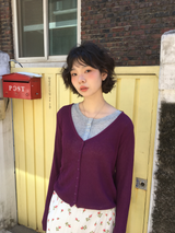 モア リブド Vネック カーディガン (6color)