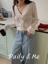 frill see-through cardigan(4color)
