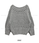 クモ コージー パンチング ボートネック ニット