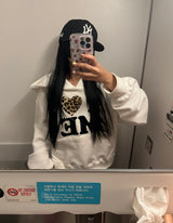 leopard print eye love oversized fit hoodie