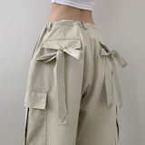 Cutter Ribbon Cotton Wide Cargo Pants (3colors)