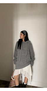 wool gray hood oversized fit knitwear