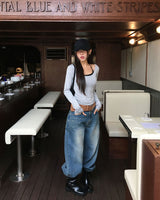 Rail Off Wide U-Neck T-Shirt