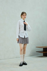 LOWELL SLIM FIT STRIPE SHIRRLING SHIRT / WHITE
