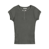 サイドバックルリブTシャツ (DARK BEIGE) F25QB110