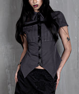 クロスプリテッドシャツ #グレー