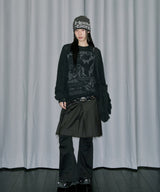 Grunge Angel Graphic Damage Knit - BLACK