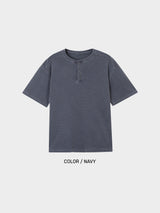 ラズピグメントワッフルヘンリーネック 3C