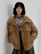 CORDUROY HIGH NECK BROWN JUMPER