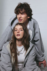 Spray patch hoodie zip-up