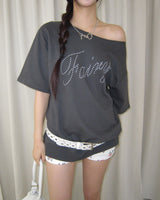 Star fairy boat-neck cut short sleeves