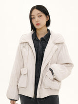 WRINCKLE COLLAR IVORY JUMPER JACKET