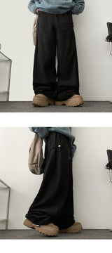ティズルピンタックスナップファスナーフリースワイドパンツ