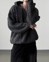 Lune Cable Half Zip-Up Hoodie Knit
