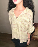 (2color) Ethnic Roll-Up Tab Sleeve Shirt