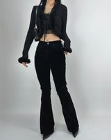 (HIP SHAPING/DATE LOOK) VELVET STRETCH DENIM LOW-RISE BOOTCUT
