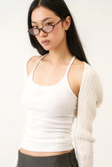 Jewel cross back tank top - white  