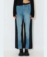 BICOLOR FRAY STRAIGHT PANTS