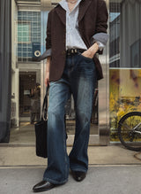 Eunice Ribbed Cat Bootcut Denim Pants