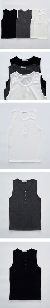 [S/S] ヘンリーネックノースリーブ(3color)