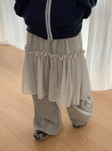 Pmari Layered Dot Banding Midi Skirt