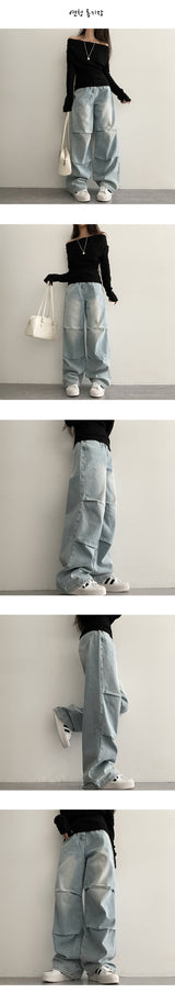 [Basic, Long/S~XL]ホリゾンタルピンタックワイドパンツ