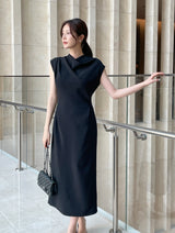 Celia Shirring Turdle Sleeveless Long One Piece