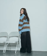 UNISEX ボーダーブークレフーディニット
