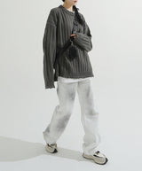 Bold ribbed damage over knit