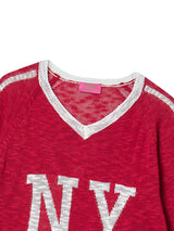 NYフラッグVネックニット (RED)