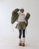 Quilting Padding Flare Miniskirt