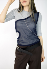one shoulder mesh sleeveless(2color)