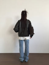Rivet Motor Leather Jacket (2color)