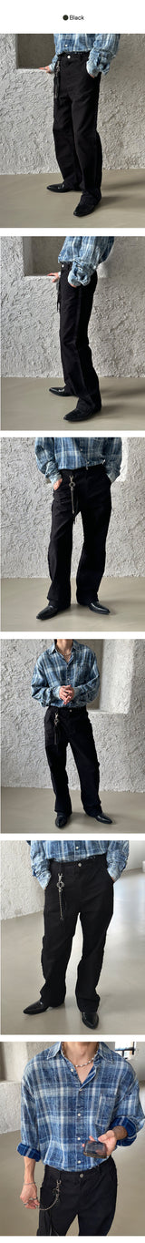 [S/S] Cut off cotton semi wide pants (3color)