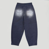 Sand Washing Wide Balloon Denim Pants